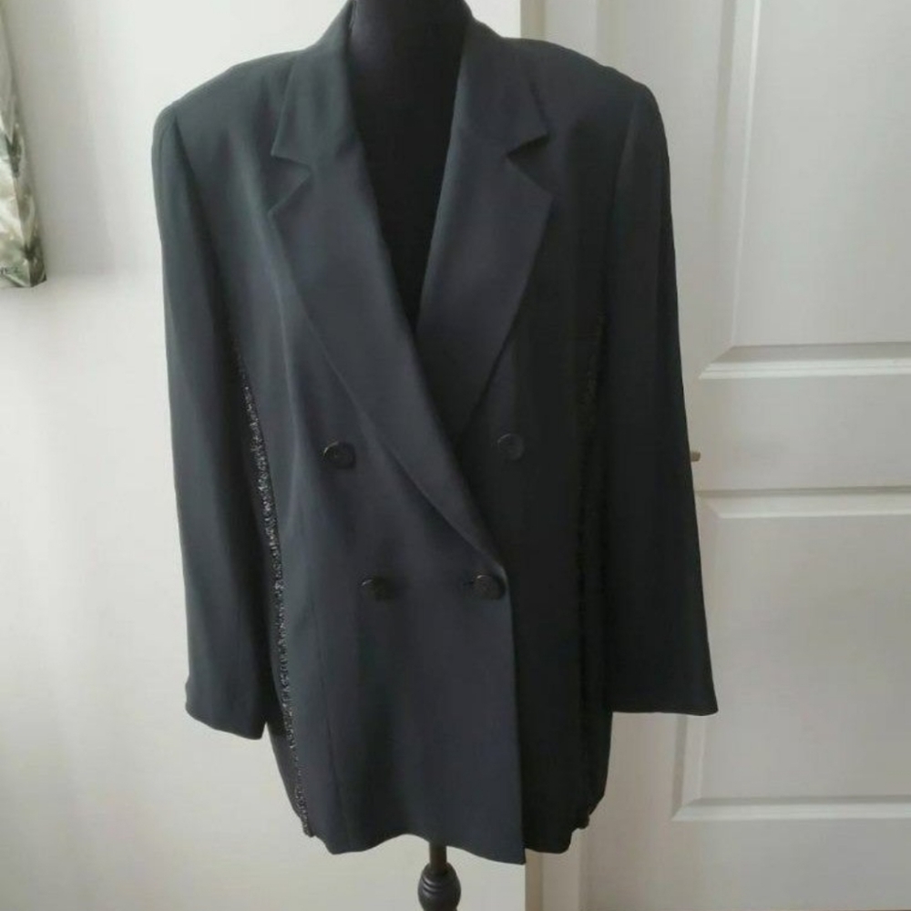 Gianfranco Ferre Evening Blazer Beaded details Black Sz 18